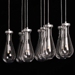 Люстра с 9-ю прозрачными плафонами из стекла в форме капли на прямоугольном потолочном основании цвета хром Lucid Rain  варинант исполнения - 9 | Loft Concept в Воронеже