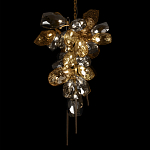 Люстра подвесная вытянутой формы с плафонами из стекла и металла с двумя вертикальными подвесками Gilded Mirage  варинант исполнения - 4 | Loft Concept в Воронеже