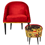 Кресло из натурального бука красное с цветным принтом Impressionism in Art варинант исполнения - 2 | Loft Concept в Воронеже