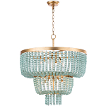 Круглая трехъярусная люстра с подвесками в виде круглых стеклянных бусин Blue Beads Chandelier варинант исполнения - 1 | Loft Concept в Воронеже