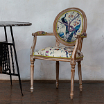 Полукресло из массива бука бежевое с изображением птиц и цветов Beige Green Chinoiserie Garden Chair варинант исполнения - 5 | Loft Concept в Воронеже