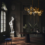 Люстра подвесная с 18-ю стеклянными плафонами с вертикальными подвесками Gilded Mirage  варинант исполнения - 9 | Loft Concept в Воронеже