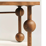 Обеденный стол деревянный с круглыми декоративными элементами на ножках Koko варинант исполнения - 1 | Loft Concept в Воронеже