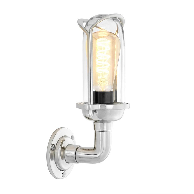 Бра Eichholtz Wall Lamp Wolseley Nickel Никель Прозрачное Стекло в Воронеже | Loft Concept 
