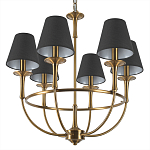 Люстра на металлическом основании бронзового цвета с 6-ю черными конусовидными абажурами Dignity варинант исполнения - 8 | Loft Concept в Воронеже