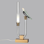 Настольная лампа с прозрачной трубкой и декоративной фигуркой птицы на бронзовой подставке Ganthea варинант исполнения - 3 | Loft Concept в Воронеже