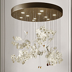 Люстра каскадная с белыми цветами и птицами Takeoff варинант исполнения - 2 | Loft Concept в Воронеже