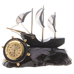 Часы настольные в виде парусника из натурального камня Обсидиан Sailboat Stone Clock варинант исполнения - 4 | Loft Concept в Воронеже
