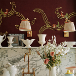 Обои с вышивкой ручной работы Fyodor Original colourway on Merlot linen варинант исполнения - 4 | Loft Concept в Воронеже