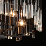 Люстра круглая из матового черного металла с подвесками из прозрачных стеклянных трубок Noir Tubes варинант исполнения - 6 | Loft Concept в Воронеже