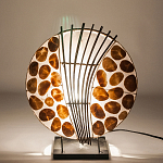 Настольная лампа из перламутра и дерева на подставке Indonesian Shell варинант исполнения - 4 | Loft Concept в Воронеже