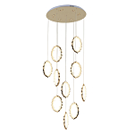 Потолочная люстра каскадная светодиодная с золотистым каркасом Ring of Fire варинант исполнения - 1 | Loft Concept в Воронеже