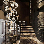 Люстра каскадная из белых цветов каллы и птичек Refined Taste of Light варинант исполнения - 3 | Loft Concept в Воронеже