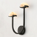 Бра с 2-мя мраморными плафонами на черном корпусе Light Warm Light варинант исполнения - 1 | Loft Concept в Воронеже