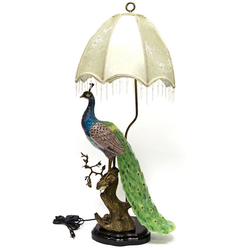 Настольная лампа Peacock Lamp Белый Зеленый Синий Бронза в Воронеже | Loft Concept 