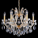 Люстра подвесная с 6-ю лампочками и прозрачными хрустальными подвесками на основании золотого цвета Crystal lamps варинант исполнения - 2 | Loft Concept в Воронеже