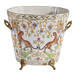 Кашпо с растительным и животным орнаментом на бронзовых ножках Turquoise Blooming Garden варинант исполнения - 1 | Loft Concept в Воронеже
