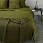 Плед из хлопка жемчужной вязки оливкового цвета Waffle Comfort варинант исполнения - 5 | Loft Concept в Воронеже