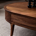 Кофейный стол овальный из дерева с 2-мя ящиками Coffee Walnut Table варинант исполнения - 5 | Loft Concept в Воронеже