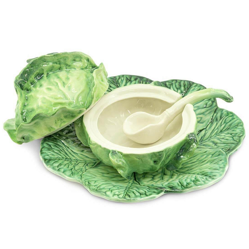 Супница SOUP BOWL CABBAGE W/PLATE  D20 Зеленый в Воронеже | Loft Concept 