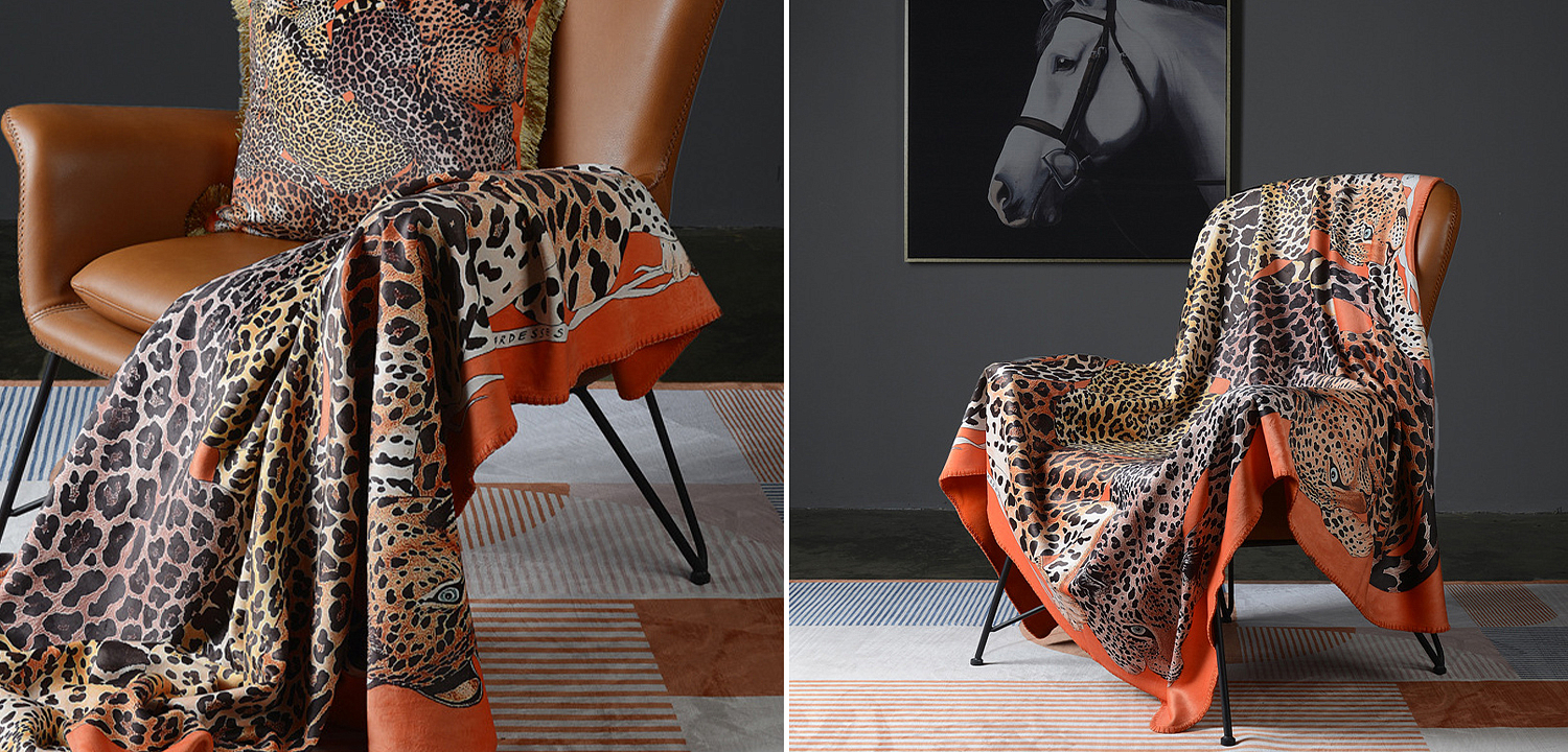 Плед Hermes Leopards Orange Плед Hermes Leopards Orange - Loft-Concept в Воронеже