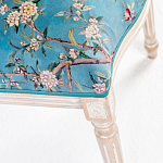 Стул из массива бука бирюзовый с изображением птиц и цветов Turquoise Beige Chinoiserie Peach Garden Chair варинант исполнения - 5 | Loft Concept в Воронеже