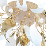 Люстра потолочная с декоративными белыми и золотистыми листьями Wintery flovers варинант исполнения - 4 | Loft Concept в Воронеже