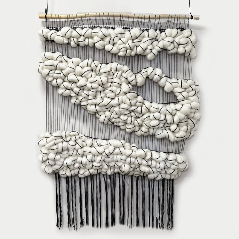 Гобелен из шерсти Облака черные нити Черный в Воронеже | Loft Concept 