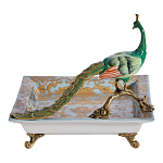 Блюдо квадратное с павлином на бронзовых ножках Eden Garden варинант исполнения - 3 | Loft Concept в Воронеже
