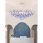 Люстра овальная с синими стеклянными подвесками в форме капель FAIRYTREE Light варинант исполнения - 3 | Loft Concept в Воронеже