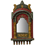 Настенное зеркало в резной раме из тропического дерева Carved Wood Mirror Colorful варинант исполнения - 1 | Loft Concept в Воронеже