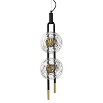 Подвесной светильник с 2-мя прозрачными стеклянными плафонами и золотистыми центральными вставками Virelia  варинант исполнения - 1 | Loft Concept в Воронеже