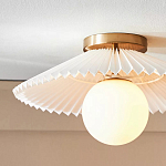 Потолочный светильник с белым плиссированным абажуром Headquarters варинант исполнения - 2 | Loft Concept в Воронеже