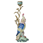 Подсвечник в образе попугая из фарфора с бронзовыми элементами Eden Garden варинант исполнения - 1 | Loft Concept в Воронеже