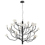Люстра подвесная черного цвета с ветвями и белыми фарфоровыми цветами Floralis варинант исполнения - 10 | Loft Concept в Воронеже