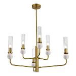 Люстра с 6-ю плафонами в форме стеклянных трубок и мраморных декоративных элементов Montreal варинант исполнения - 4 | Loft Concept в Воронеже