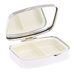 Таблетница карманная прямоугольная с 2-мя отделениями с зеркалом и накладкой из натурального камня Оникс Silver Stone Pillboxes варинант исполнения - 3 | Loft Concept в Воронеже