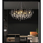 Люстра черная с прозрачными стеклянными подвесками в форме капель FAIRYTREE Light варинант исполнения - 5 | Loft Concept в Воронеже