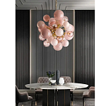 Люстра розовые шары на золотом каркасе Pink Light Bubbles варинант исполнения - 3 | Loft Concept в Воронеже