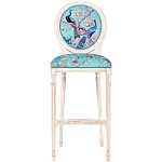 Барный стул из массива бука с изображением птиц и цветов Turquoise Beige Chinoiserie Garden Chair варинант исполнения - 1 | Loft Concept в Воронеже