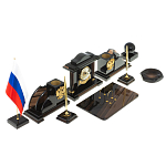 Настольный письменный набор с часами из природного камня обсидиана National Еmblem варинант исполнения - 2 | Loft Concept в Воронеже