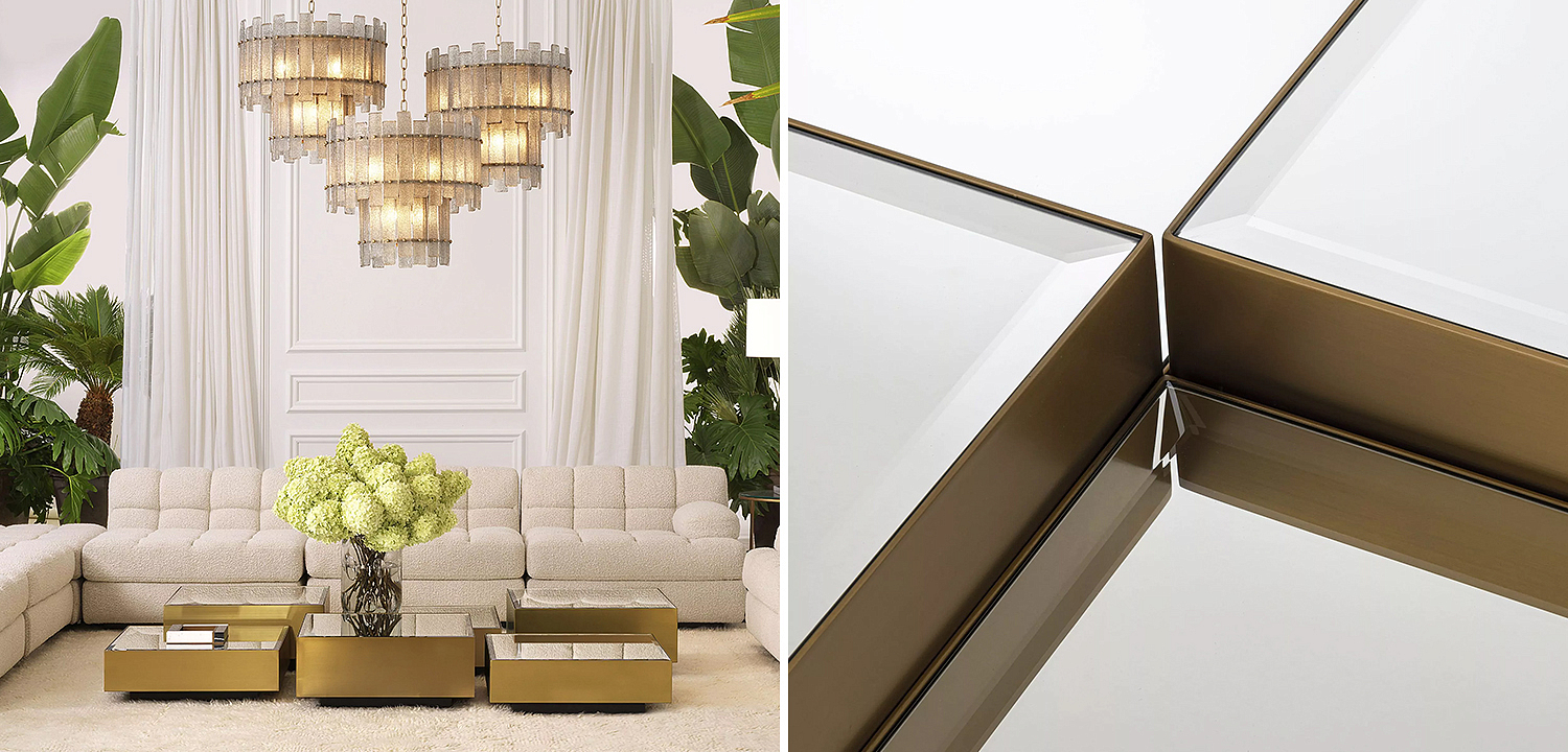 Комплект кофейных столиков Eichholtz Coffee Table Esposito set of 4 Mirror Glass Комплект кофейных столиков Eichholtz Coffee Table Esposito set of 4 Mirror Glass - Loft-Concept в Воронеже