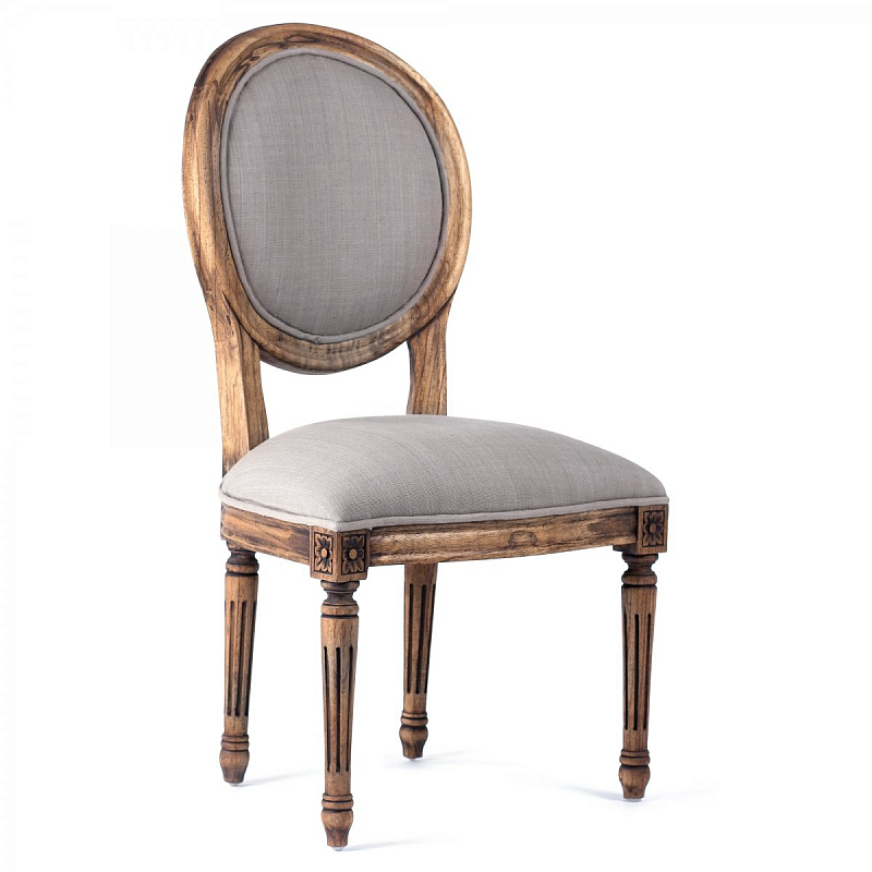 Стул REGENCY MEDALLION CHAIR Brown Linen Дерево Акация Серый в Воронеже | Loft Concept 