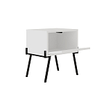 Прикроватная тумба белая с откидной резной дверцей на 4-х металлических ножках NAIVE NIGHTSTAND WHITE варинант исполнения - 1 | Loft Concept в Воронеже