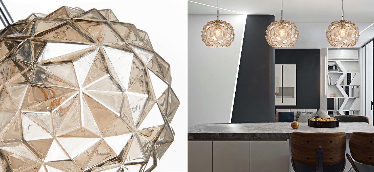 Подвесной светильник коньячного цвета Geometry Glass Подвесной светильник коньячного цвета Geometry Glass - Loft-Concept в Воронеже