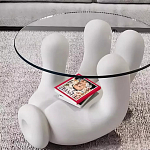 Дизайнерский журнальный стол с круглой прозрачной столешницей на белом фигурном основании Luqak варинант исполнения - 2 | Loft Concept в Воронеже