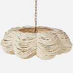 Круглая люстра волнистой формы с декором из круглых деревянных бусин White Wooden Beads Chandelier L варинант исполнения - 1 | Loft Concept в Воронеже