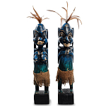 Комплект из 2-х деревянных статуэток Asmat Statuettes Dark Blue варинант исполнения - 1 | Loft Concept в Воронеже