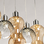 Люстра с 3-мя плафонами волнообразной формы цвета янтарь и 2-мя прозрачными шарообразными плафонами Lucid Rain  варинант исполнения - 8 | Loft Concept в Воронеже