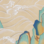 Обои ручная роспись Matsushima Waves Kano on Edo Straw India tea paper варинант исполнения - 2 | Loft Concept в Воронеже